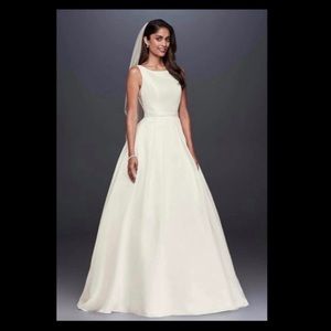 Mikado high neck ball gown wedding dress
